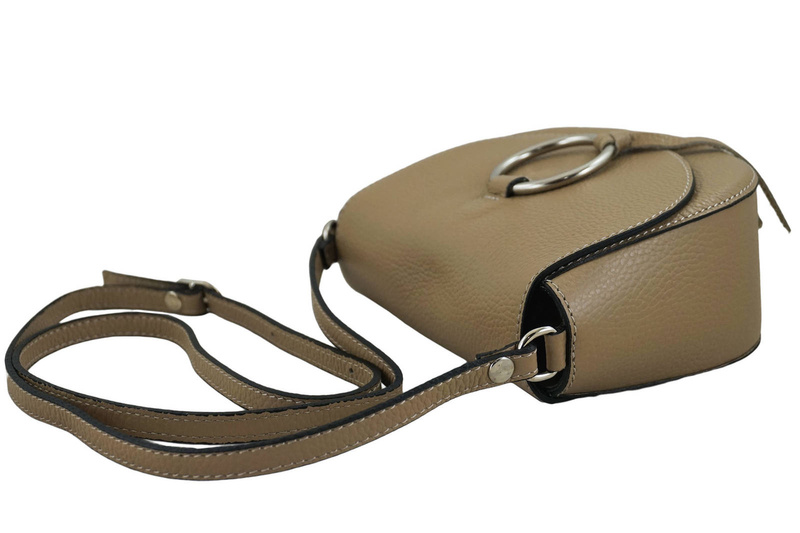 Damska skórzana listonoszka włoska - Beżowa