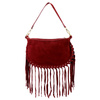 Luka Zamszowa damska listonoszka skórzana z frędzlami torebka na ramię