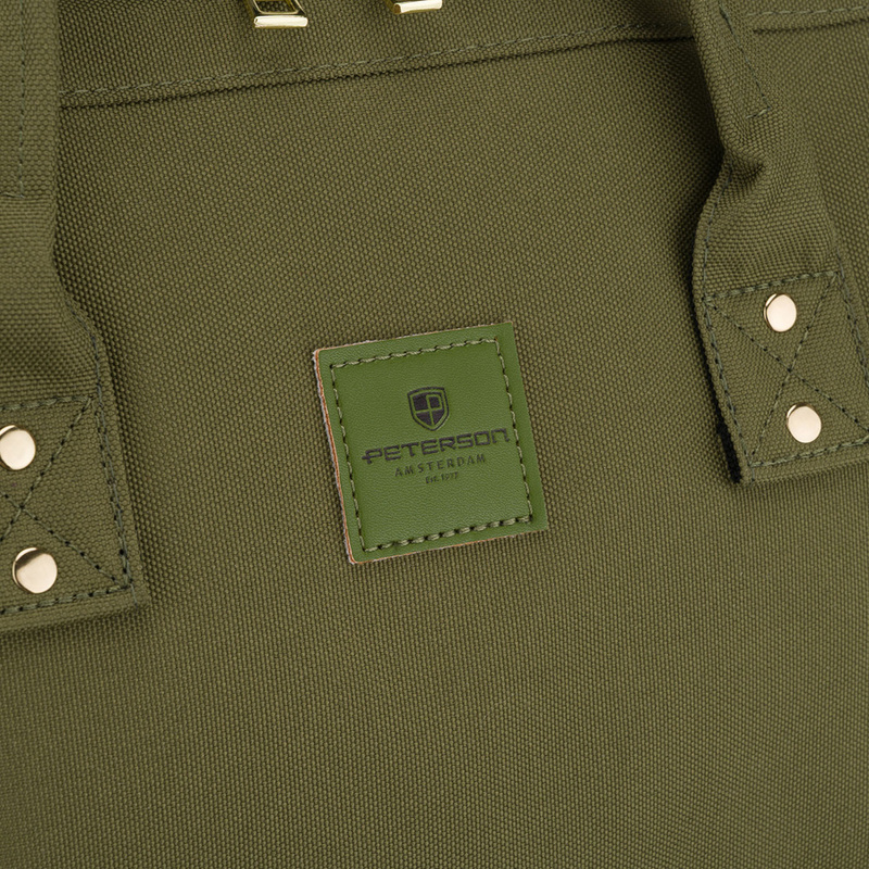 Zielony plecak damski z poliestru z miejscem na laptopa, zawieszony na regulowanych szelkach - Peterson