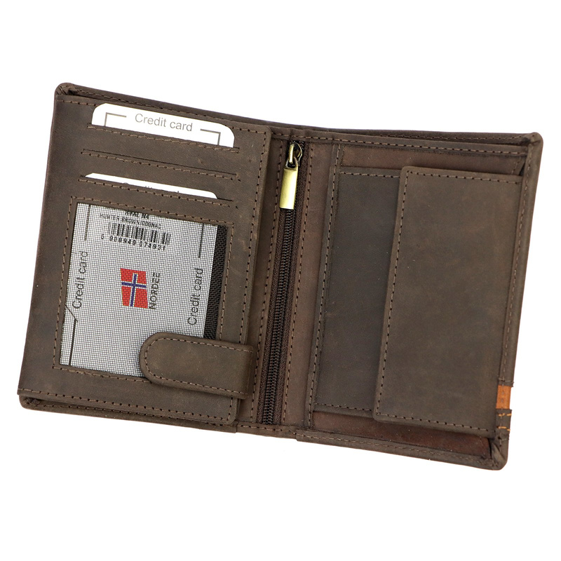 Nordee pionowy męski portfel skóra naturalna duży rozbudowany bez zapięcia