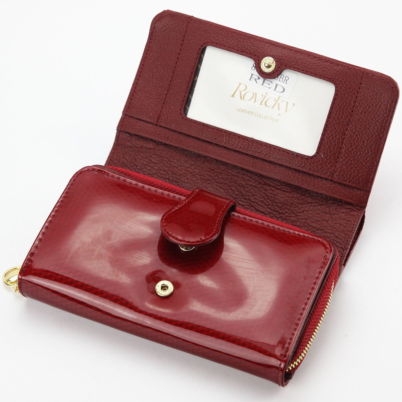 Rovicky damska portmonetka skóra naturalna lakierowana podłużny portfel