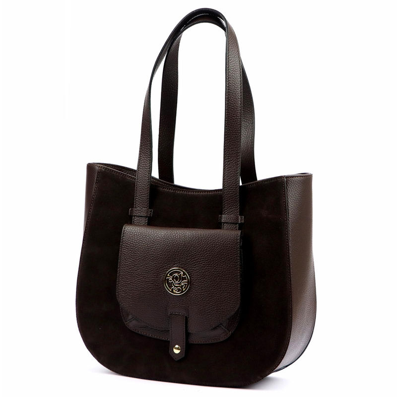 Gregorio duża Skórzana damska shopperbag torebka na ramię z kieszenią