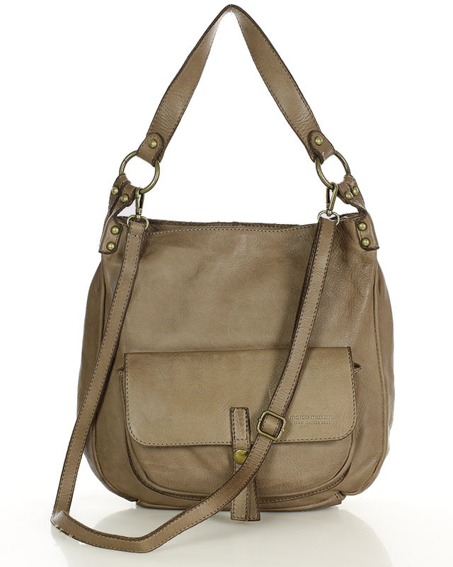 Torebka worek skóra naturalna hobo bag - MARCO MAZZINI beżowa