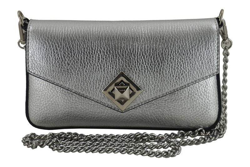 Modna torebka skórzana metalizowana - Złota