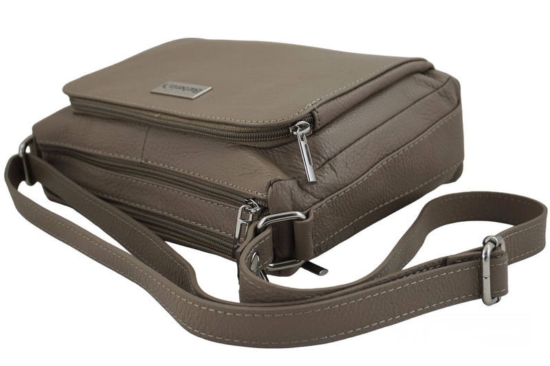 Listonoszka skórzana z kieszeniami - Beżowa ciemna