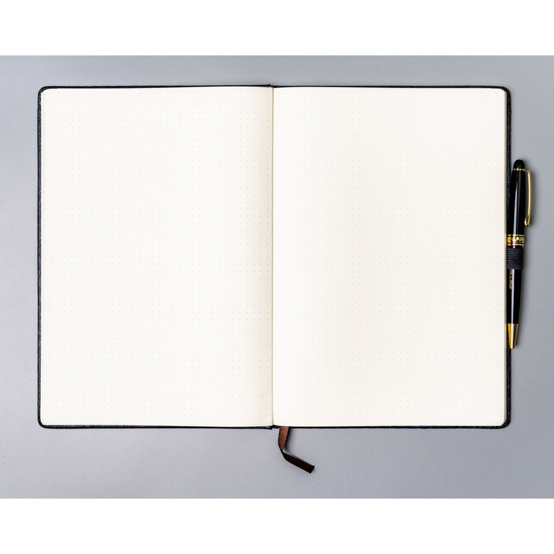 Notes w formacie B5 w szarym kolorze, zadrukowany w kropki i wyposażony w gumkę zamykającą - Peterson