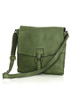 Torebka skórzana listonoszka stylowy minimalizm ala messenger leather bag - MARCO MAZZINI zielona