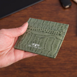 Etui na dokumenty karty wizytówki skórzane slim portfel zielone Beltimore E49