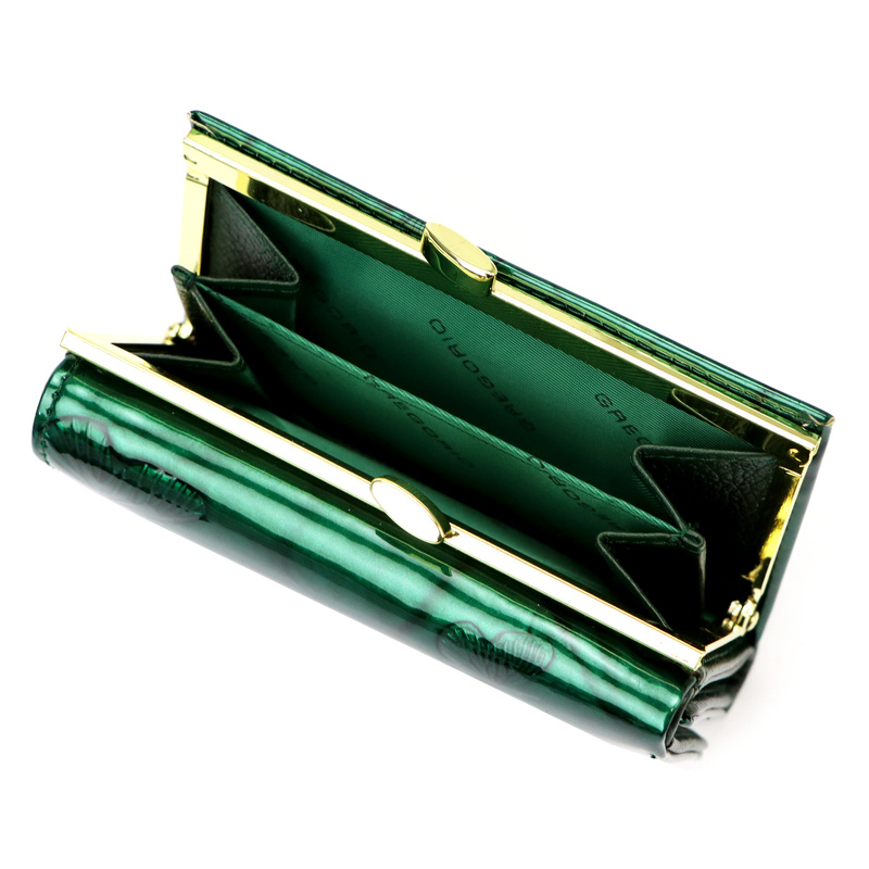 Gregorio damski portfel lakierowany skórzany pojemna portmonetka w motyle