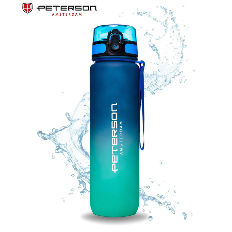 Niebiesko-zielony, tritanowy bidon na wodę o pojemności 1000 ml - Peterson