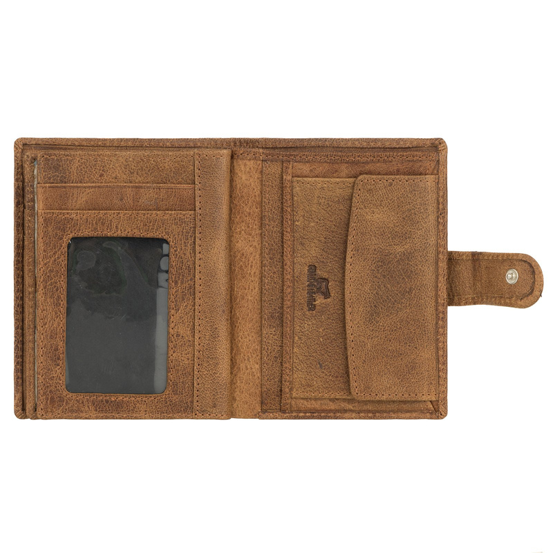 EL FORREST męski portfel pionowy rozbudowany skórzany na zatrzask RFID