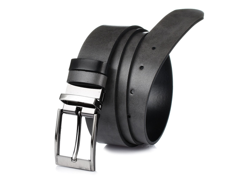 Beltimore pasek męski skórzany dwustronny czarno-szary W11 : Kolory - czarny, Rozmiar pasków - r.110-125 cm