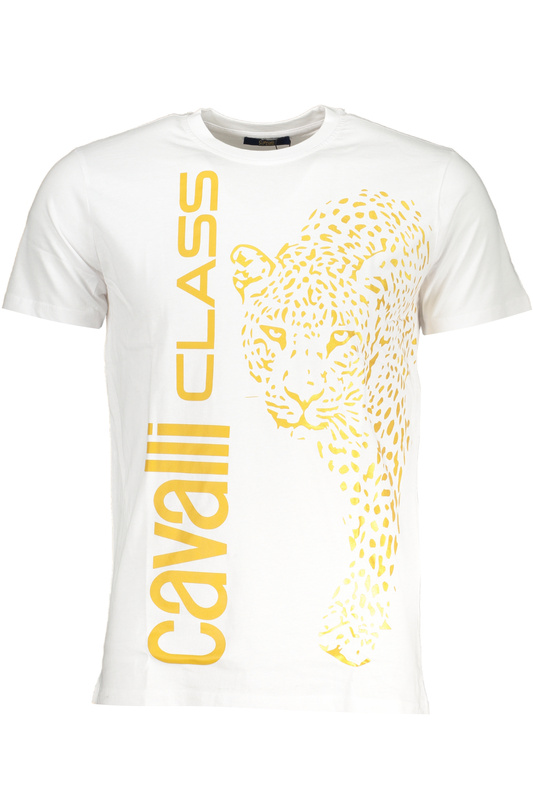 T-SHIRT M�SKI Z KR�TKIM R�KAWEM KLASY CAVALLI BIA�Y