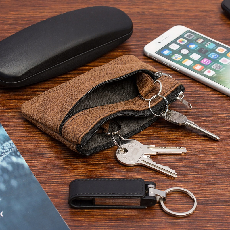 ETUI NA KLUCZE duże dwukomorowe kluczówka płaskie długie pojemne portfel L75