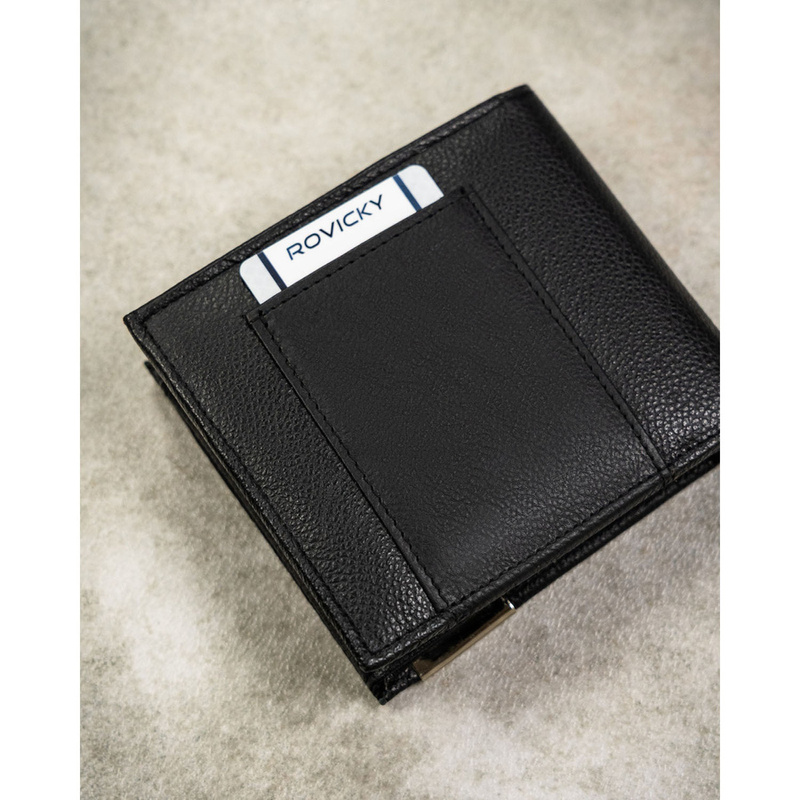 Duży portfel męski ze skóry naturalnej w czarnym kolorze z systemem RFID - 4U Cavaldi