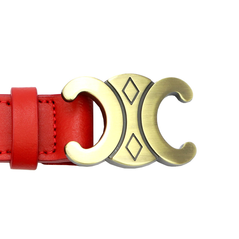 Gregorio Damski pasek do spodni skóra naturalna ze stylową klamrą złotą