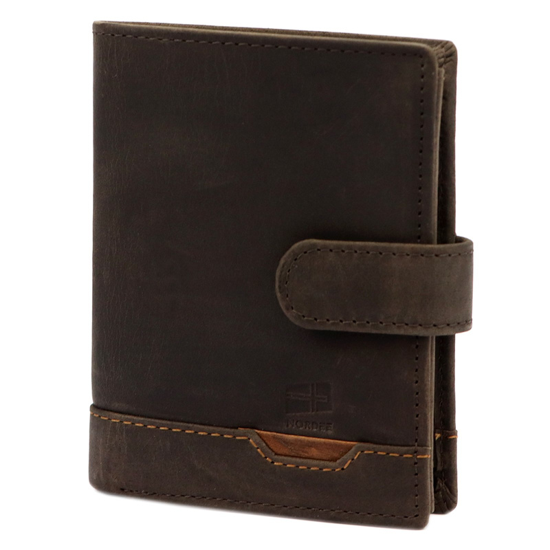 Nordee portfel męski skóra naturalna duży pionowy rozbudowany na zatrzask