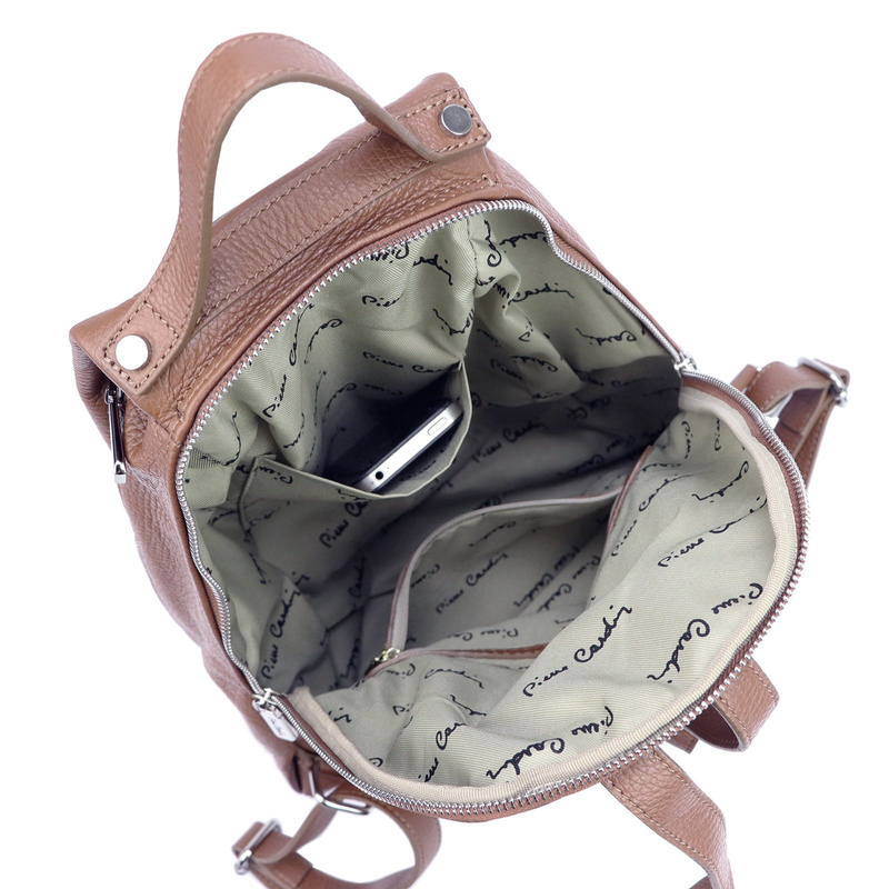 Pierre Cardin damski Skórzany duży plecak miejski duży z kieszeniami