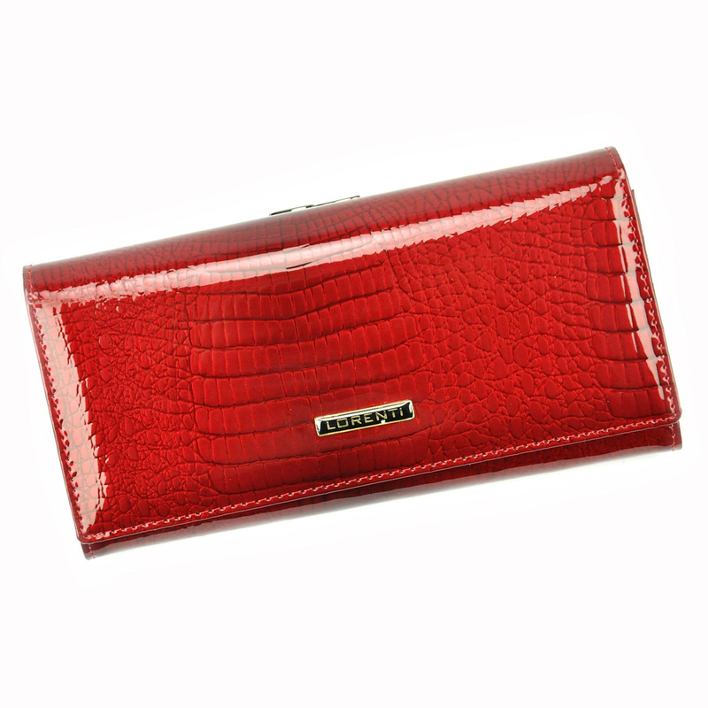 Lorenti portfel damski podłużny klasyczny lakierowany duży ochrona RFID