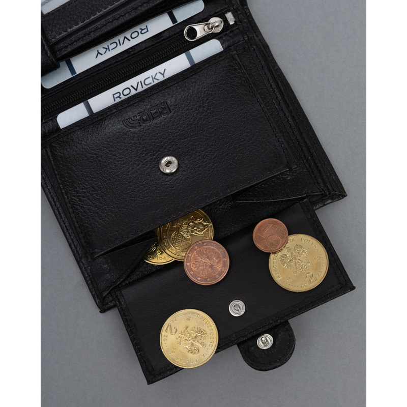 Duży, skórzany portfel męski w czarnym kolorze zamykany zatrzaskiem - 4U Cavaldi