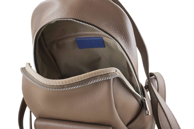 Damski plecak miejski skórzany - Beżowy ciemny