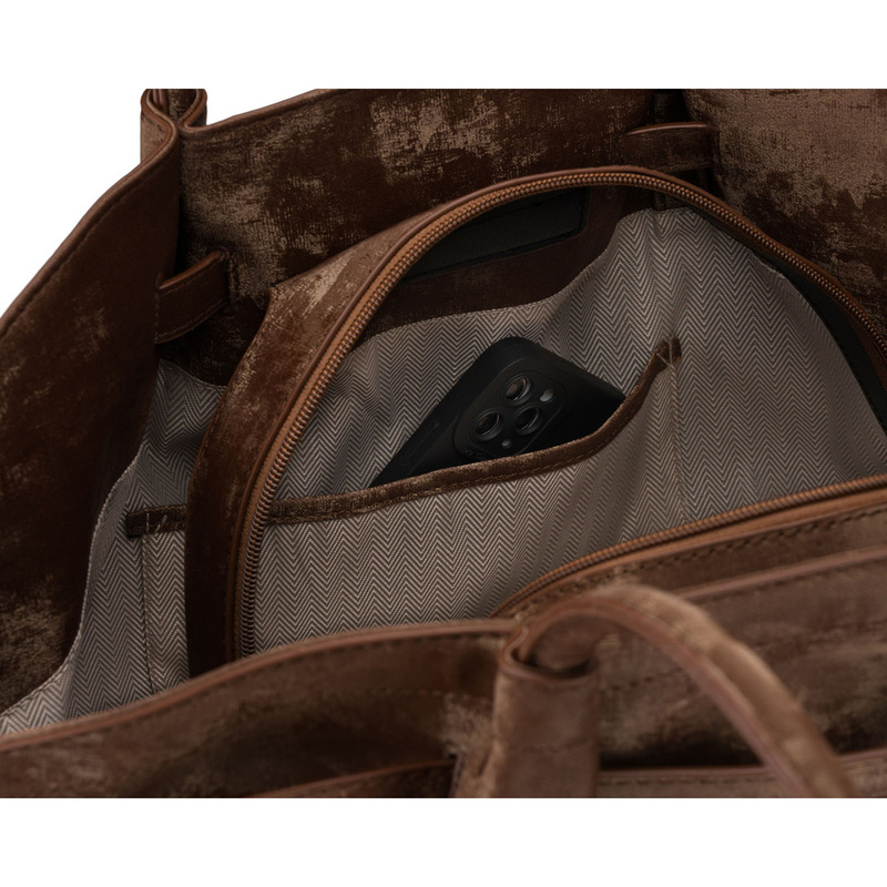 Duża, brązowa shopperka damska wykonana ze skóry ekologicznej, jednokomorowa - Peterson