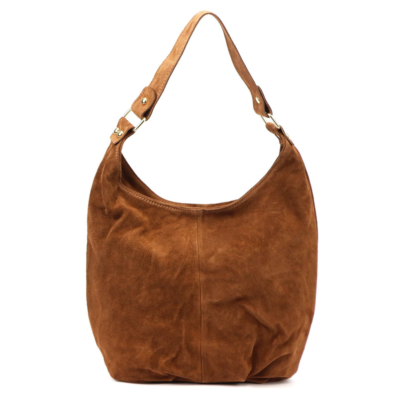 Vera Pelle damska torebka na ramię skóra naturalna zamszowa shopperbag