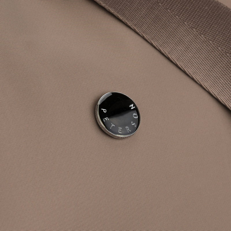 Duża, ciemnobeżowa torebka damska z poliestru, mieszcząca format A4 - Peterson