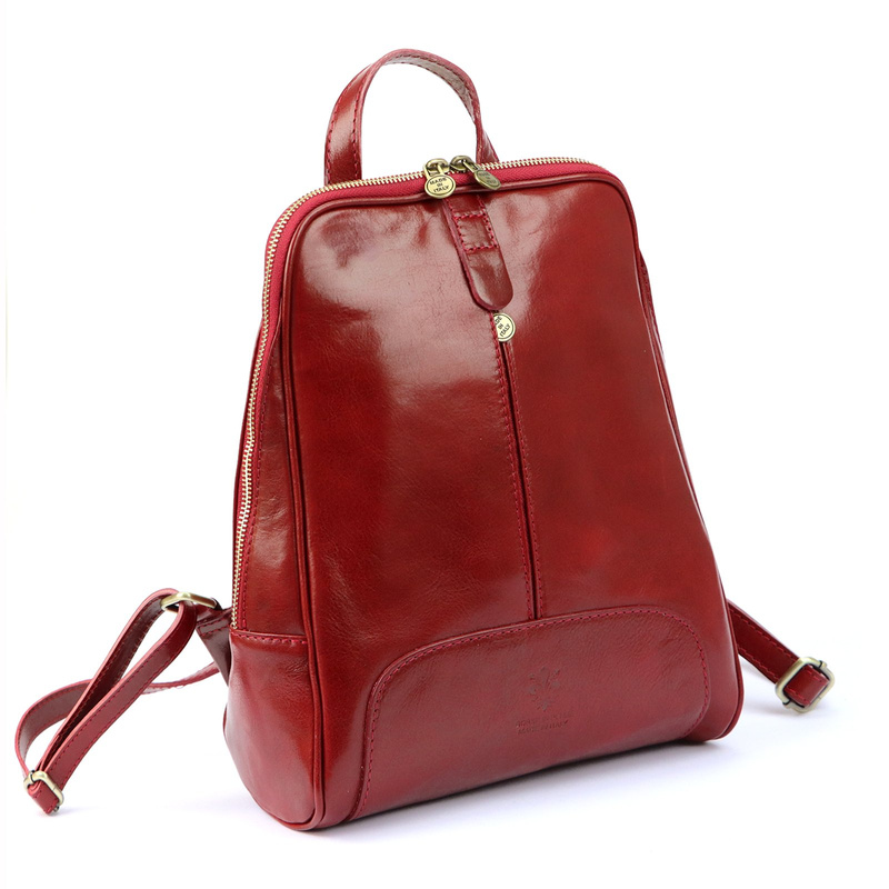 Florence Miejski Damski plecak skóra naturalna z kieszeniami na suwak