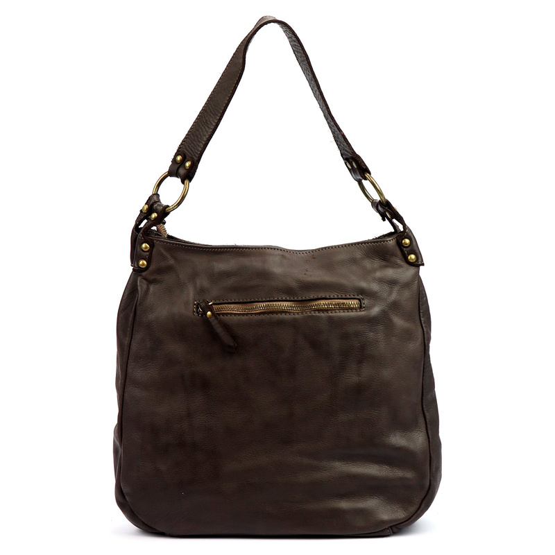 Skórzana damska torebka na ramię z kieszeniami z dopinanym paskiem VS