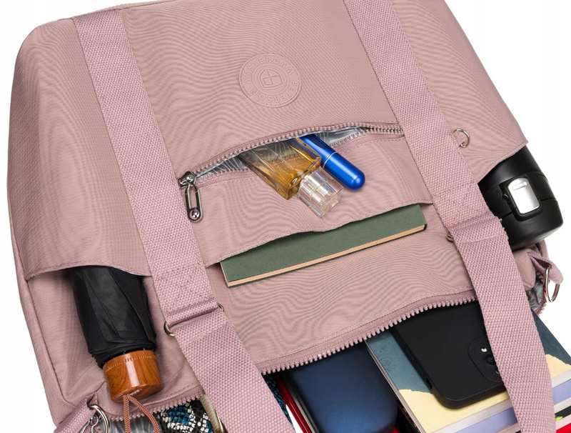 Duży shopper damski z tkaniny nylonowej - Peterson