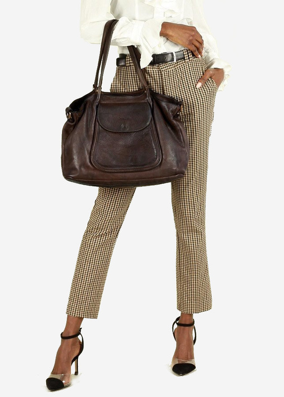 MARCO MAZZINI Torebka skórzana shopper bag ispirato dalla natura brąz