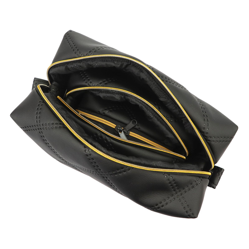 MiaMore damski zestaw 3 kosmetyczek skóra ekologiczna podróżne pikowane