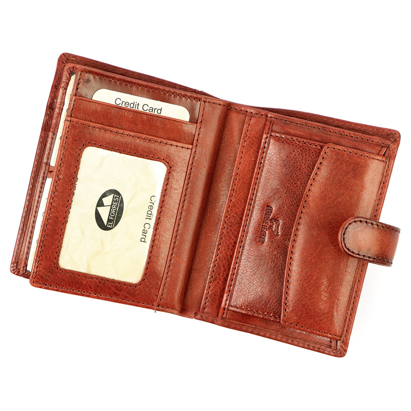 EL FORREST męski portfel pionowy rozbudowany skórzany na zatrzask RFID