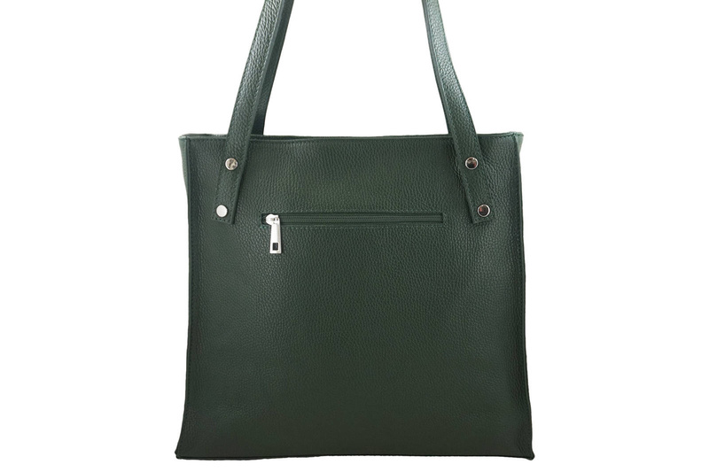 Torebka skórzana na ramię damska - Zielona ciemna