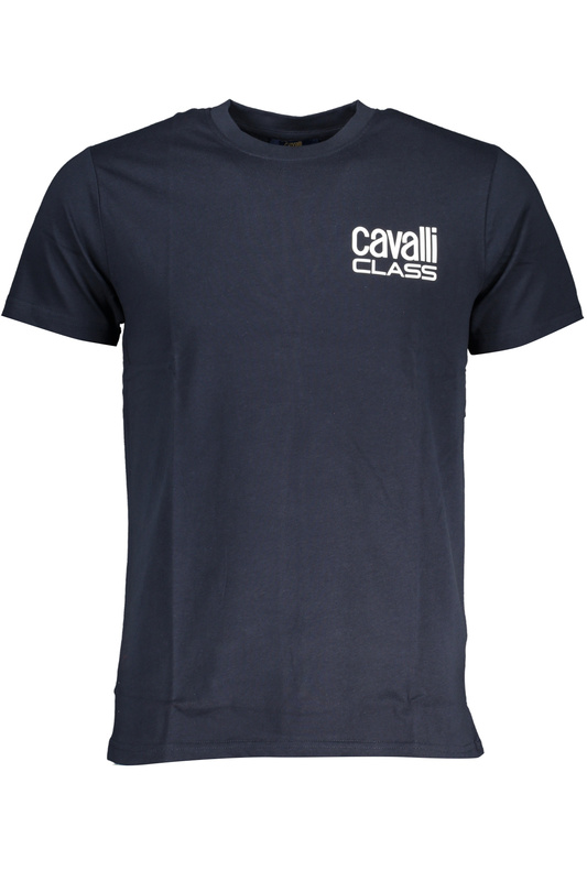 NIEBIESKI T-SHIRT MĘSKI Z KRÓTKIM RĘKAWEM KLASY CAVALLI