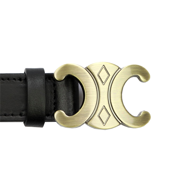 Gregorio Damski pasek do spodni skóra naturalna ze stylową klamrą złotą