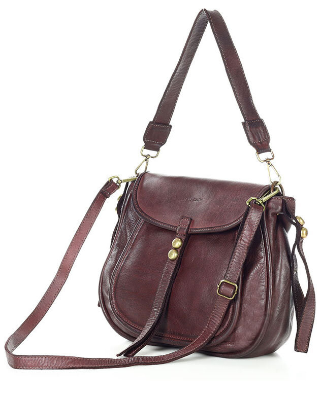 Marco Mazzini Torebka classic saddle bag ze skóry naturalnej na ramie bordowa