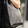 Skórzana torba shopper damska FL27 Fiore czarny wąż