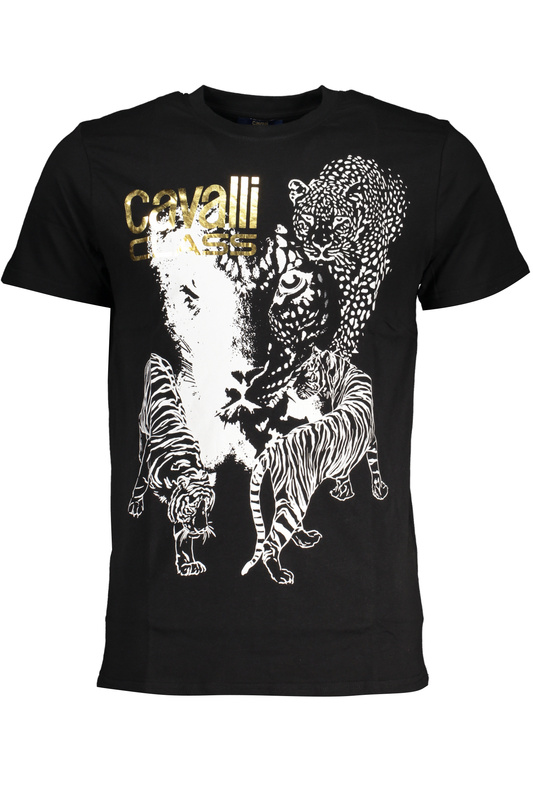 T-SHIRT M�SKI Z KR�TKIM R�KAWEM KLASY CAVALLI CZARNA