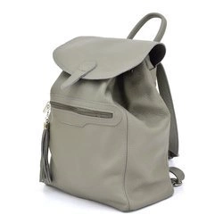 Plecak duży skórzany damski Vera Pelle z frędzelem