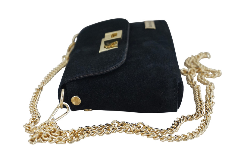 Zamszowa kopertówka na łańcuszku Barberinis - Czarna