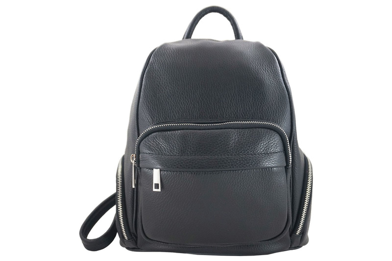 Plecak skórzany damski CASUAL - Szary ciemny