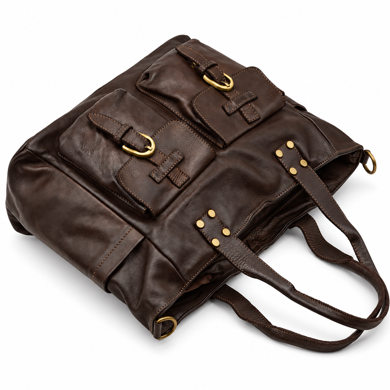 PELLE LAVATA Skórzana Torebka ShopperBag A4 Skórzana Old Look 3 Kieszenie