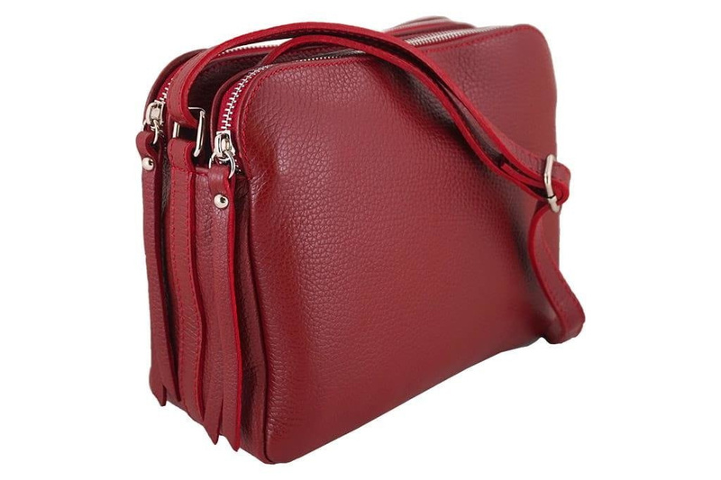 Torebka skórzana damska włoska - Bordowa