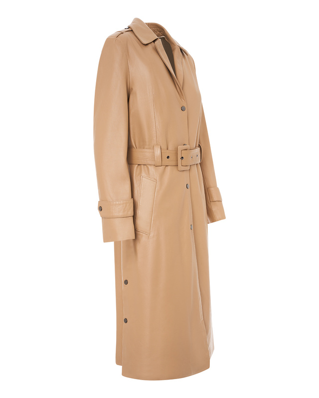 Bukowski Skórzany Płaszcz damski "Żaneta" trencz z paskiem na guziki