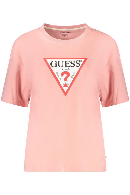 GUESS JEANS DAMSKA KOSZULKA Z KRÓTKIM RĘKAWEM RÓŻOWA