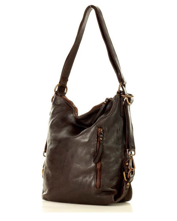 Torba skórzana dla wymagających z opcją plecak old school leather bag - MARCO MAZZINI ciemny brąz caffe
