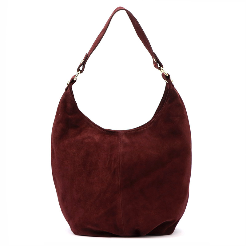 Vera Pelle damska torebka na ramię skóra naturalna zamszowa shopperbag