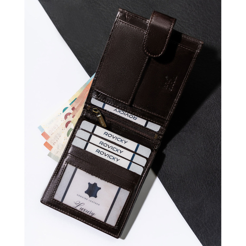 Rovicky portfel męski skóra naturalna rozbudowany pojemny system RFID